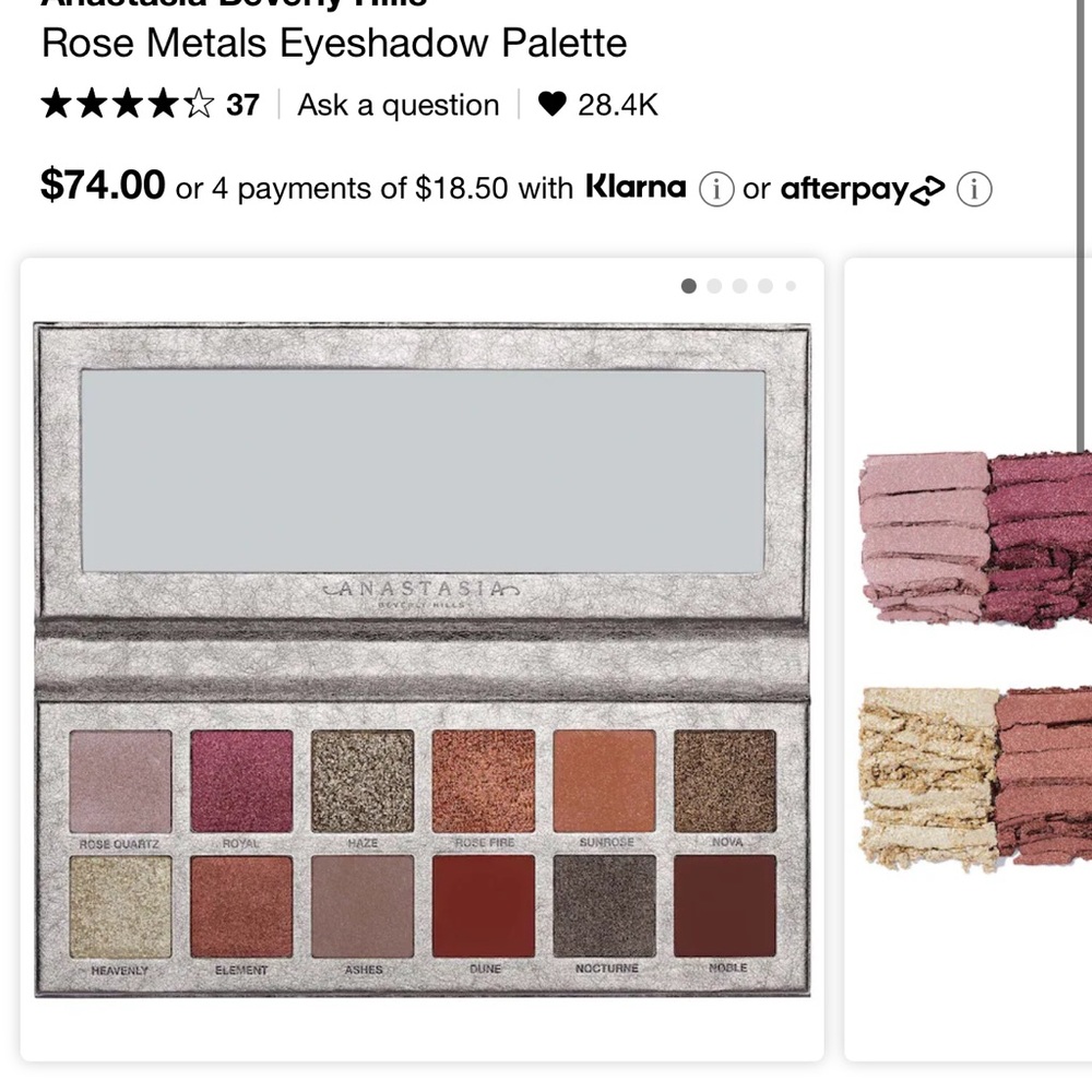 NWOB Anastasia Beverly Hills ROSE METALS Eye Shadow Palette
